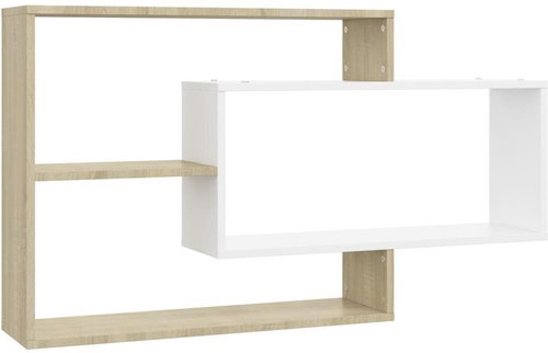 Wall shelves white and sonoma oak 104 × 20 × 60 cm chipboard - Shelf - Main image