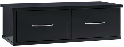 Wall shelf with drawers black with gloss 60 × 26 × 18,5 cm - Shelf - Main image