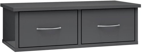 Wall shelf with drawers grey 60 × 26 × 18,5 cm chipboard - Shelf - Main image
