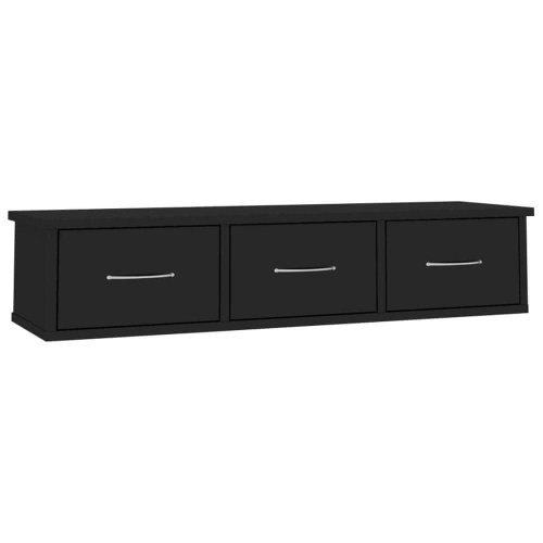 Wall shelf with drawers black with gloss 88 × 26 × 18,5 cm - Shelf - Main image