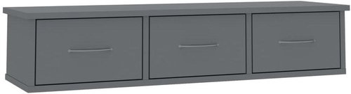Wall shelf with drawers grey with gloss 88 × 26 × 18,5 cm - Shelf - Main image