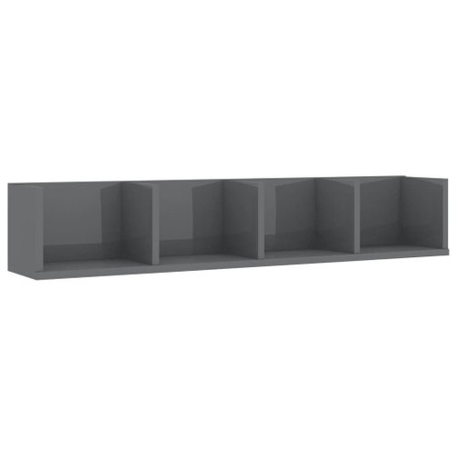 Wall shelf for CDs grey high gloss 100x18x18 cm chipboard - Shelf - Main image