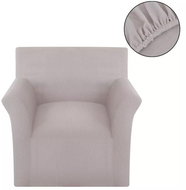 Stretch chair cover, beige polyester, rib knit - Cover