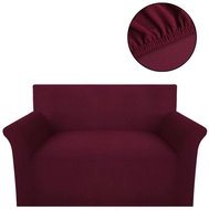 Stretch sofa cover, burgundy polyester, rib knit - Cover