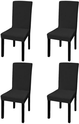 Smooth stretch chair covers 4 pcs black - Chair Cover - Main image