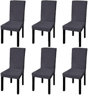 Hladké strečové potahy na židle 6 ks antracitové - Potah na židle