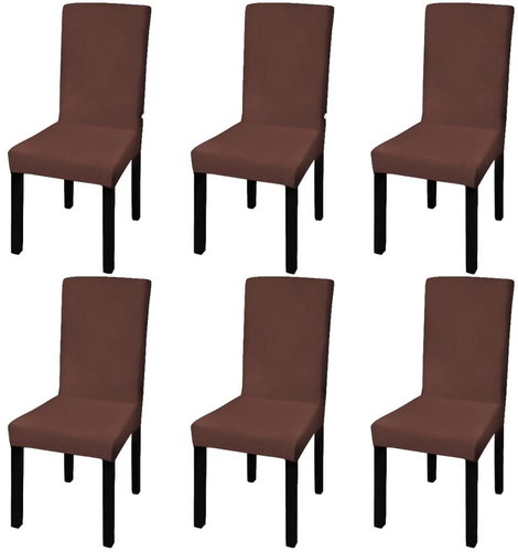 Smooth stretch chair covers 6 pcs brown - Chair Cover - Main image