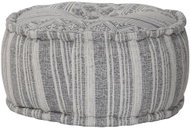 Seating pouf round with pattern grey handmade 50x25 cm cotton - Ottoman