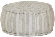 Seating pouf round cotton pattern handmade 50 × 25 cm green - Ottoman