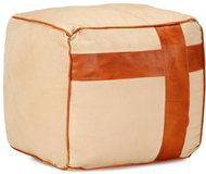 Sand pouf 40 × 40 × 40 cm cotton canvas and leather - Ottoman