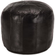 Seating pouf black 40 × 35 cm genuine goat leather - Ottoman