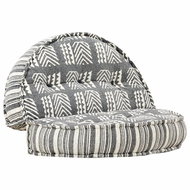Pouf 100 × 20 cm grey striped textile - Cushion