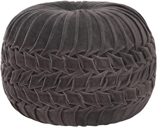 Cotton velvet pouf 40 × 30 cm anthracite - Cushion - Main image