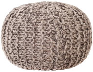 Hand knitted sofa pouf light grey 50x35 cm woolen look - Cushion