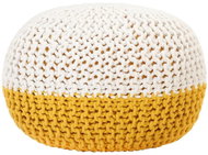Hand-knitted mustard-white sofa pouf 50 × 35 cm cotton - Cushion