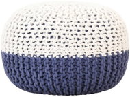 Hand knitted sofa pouf blue and white 50 × 35 cm cotton - Cushion