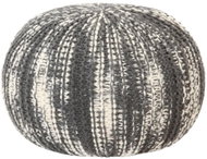 Hand knitted seating pouf dark grey-white 50 × 35 cm wool - Cushion