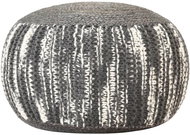 Hand knitted seating pouf dark grey-white 50 × 35 cm wool - Cushion