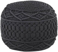 Handmade seating pouf macramé anthracite 45 × 30 cm cotton - Cushion