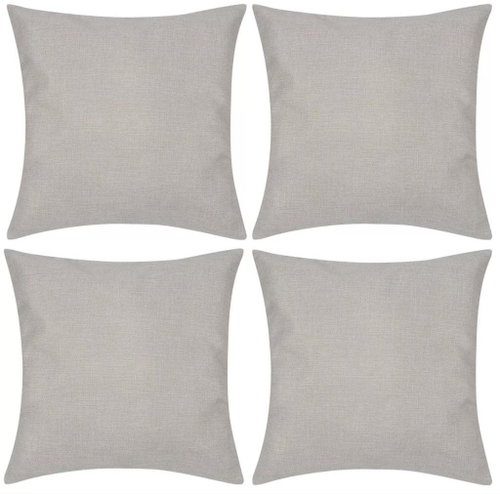 4 beige cushion covers, with linen look 50 × 50 cm - Pillowcase - Main image