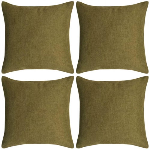 Pillowcases 4 pcs, with linen look green 80x80 cm - Pillowcase - Main image