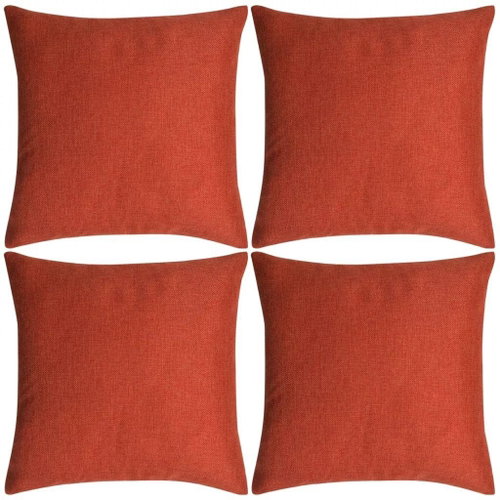 Pillowcases 4 pcs, with linen look brick 50x50 cm - Pillowcase - Main image