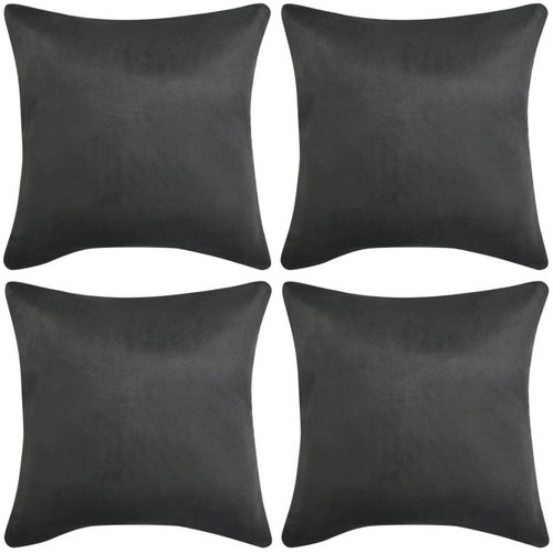 Povlak na polštář 4ks 40x40cm polyester umělý semiš antracitová - Povlak na polštář - Hlavní obrázek