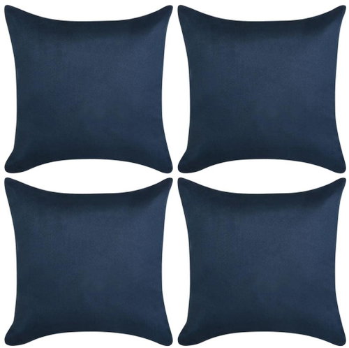 Pillowcase 4pcs 40x40cm PES faux suede navy blue - Pillowcase - Main image