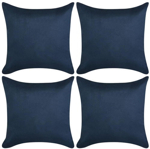 Pillowcases 4pcs 50x50cm PES faux suede navy blue - Pillowcase - Main image
