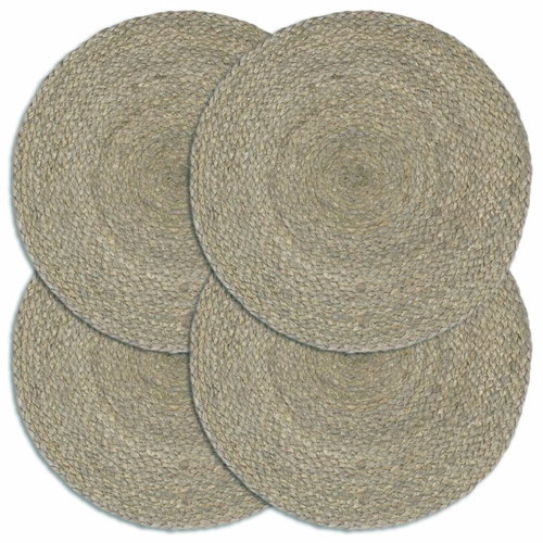 Placemats 4 pcs Grey 38cm Round Jute - Placemat - Main image