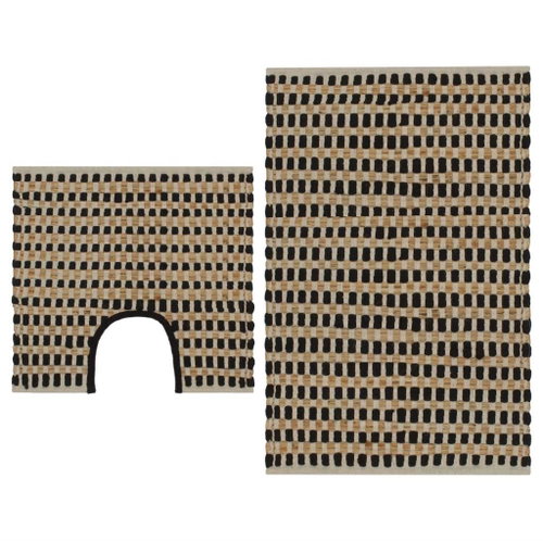 Bathroom mat made of jute 160 × 230 cm natural and black - Bath Mat - Main image