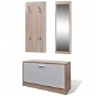 Wooden hallway set with shoe cabinet 3 in 1, white and oak - Hall Set
