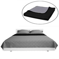 Reversible quilted bedspread black-grey 230 × 260 cm - Bed Cover