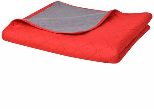 Reversible quilted bedspread red-grey 230x260 cm - Bed Cover - Main image