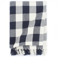Plaid cotton bedspread 160 × 210 cm navy blue - Blanket