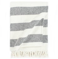 Striped cotton bedspread 160 × 210 cm anthracite - Blanket