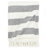 Blanket Striped cotton bedspread 220 × 250 cm anthracite - Deka