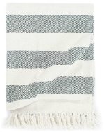 Striped cotton bedspread 220 × 250 cm dark green - Blanket