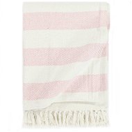 Striped cotton bedspread 125 × 150 cm old pink - Blanket