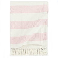 Striped cotton bedspread 160 × 210 cm old pink - Blanket