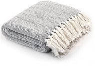 Blanket Cotton bedspread with herringbone pattern 125 × 150 cm grey - Deka