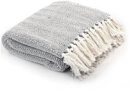 Bavlnená deka so vzorom rybej kosti 220 × 250 cm sivá - Deka