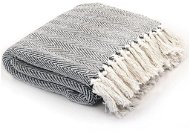 Cotton bedspread with herringbone pattern 125x150 cm navy blue - Blanket