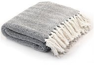 Cotton bedspread with herringbone pattern 220x250 cm navy blue - Blanket