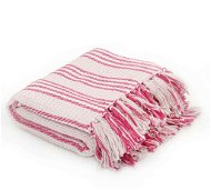 Cotton bedspread with stripes 125 × 150 cm pink and white - Blanket