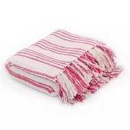 Cotton bedspread with stripes 220 × 250 cm pink and white - Blanket