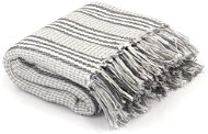 Cotton bedspread with stripes 125 × 150 cm grey and white - Blanket