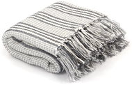 Cotton bedspread with stripes 220 × 250 cm grey and white - Blanket