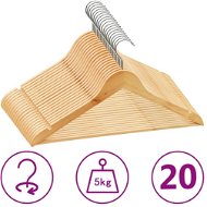 20 ks šatníkových vešiakov protišmykové tvrdé drevo - Vešiak