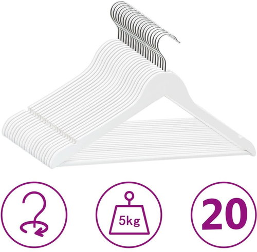 20 pcs of anti-slip white hardwood wardrobe hangers - Hanger - Main image